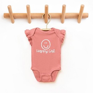 The Juniper Shop Happy Girl Smiley Face Baby Flutter Sleeve Bodysuit - 1 of 2