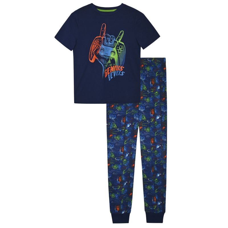 Sleep On It Boys 2-Piece Short-Sleeve Jersey Pajama Pants Set, 1 of 5