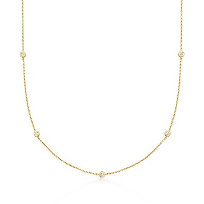 Pure Collection by Ross-Simons 0.10 ct. t.w. Bezel-Set Diamond Station Necklace in 14kt Yellow Gold