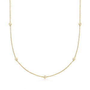 Pure Collection by Ross-Simons 0.10 ct. t.w. Bezel-Set Diamond Station Necklace in 14kt Yellow Gold - 1 of 4