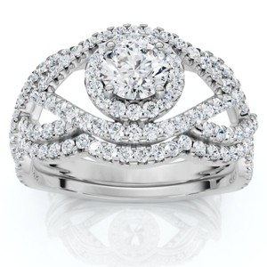 Pompeii3 1Ct Luxe Diamond Engagement Wedding Ring Set 14k Gold or Platinum Lab Created - 1 of 4
