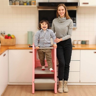 Pink Adjustable Children's Plastic Learning Step Stool