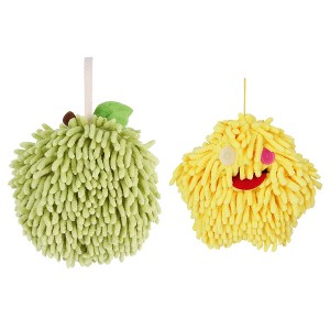 REGALWOVEN 2 Pcs Cute Comfortable Soft Absorbent Chenille Fuzzy Hand Towel - 1 of 4