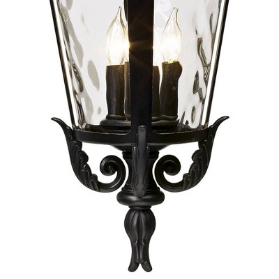 Marseille Vintage Black 31" Outdoor Hanging Light with Clear Hammered Glass
