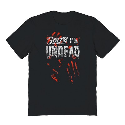 Rerun Island Men's Sorry Im Undead   Halloween Short Sleeve Graphic Cotton T-Shirt