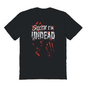 Rerun Island Men's Sorry Im Undead   Halloween Short Sleeve Graphic Cotton T-Shirt - 1 of 2