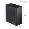 mDesign Stainless Steel Slim Rectangular 2.6 Gallon/10 Liter Waste Basket, Black - 3 of 3