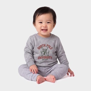 North Pole University Reindeer Stars - Infant Crew Fleece Sweatshirt ...