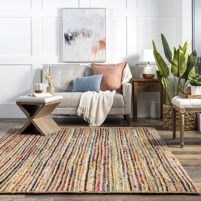 Handmade Braided Blue Cotton 38" Reversible Area Rug