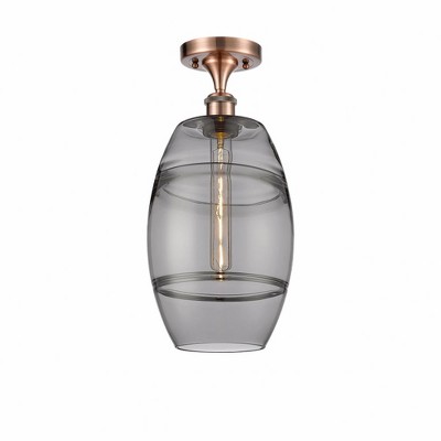 Vaz - 1 Light Semi-Flush Mount In Industrial Style-11.13 Inches Tall and 8 Inches Wide
