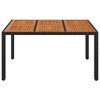 vidaXL Patio Table with Wooden Top, Black 59.1"x35.4"x29.5" Poly Rattan - 3 of 4