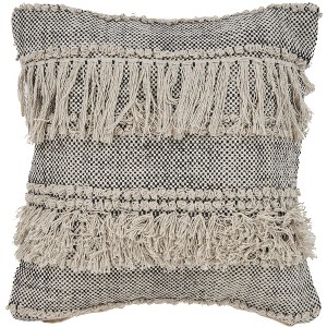 HomeRoots 20" Off-White and Black Cotton Throw Pillow - 1 of 4
