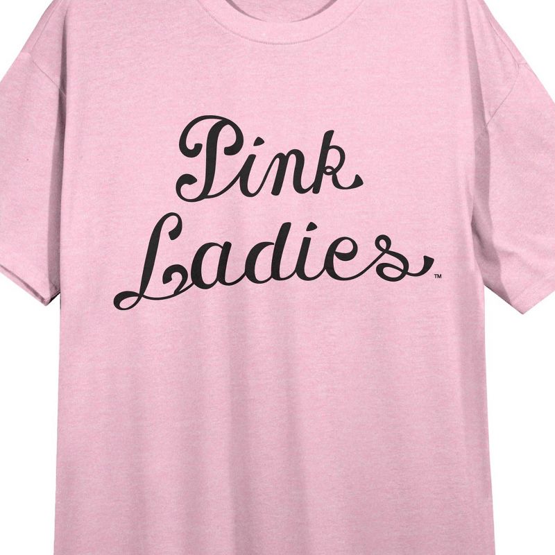 Grease Pink Ladies Logo Women's Pink Heather Night Shirt With Short Sleeves And Crew Neck, 2 of 3