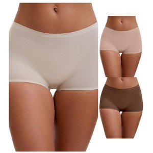 INSPIRE CHIC Women's High Waist Seamless Boyshorts Elastic Waistband Ice Silk Breathable Shorts 3 Packs - 1 of 4