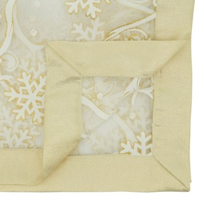 Beige and White Snowflake Polyester Table Runner