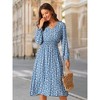 Seta T Women's Fall Casual Long Sleeve V Neck Midi Floral Boho Flowy Dress - 4 of 4