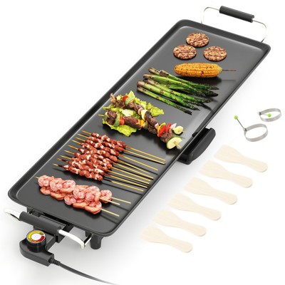 Tangkula 35" Extra Large Electric Griddle Portable Teppanyaki Grill with 4-Level Thermostat Control & Removable Drip Tray