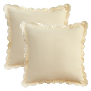 REGALWOVEN Cotton Modern Soft Cozy Throw Pillow Covers with Scalloped Wavy Edge Designs for Home Decor 18 x 18 Inch 2 Pcs - 1 of 4