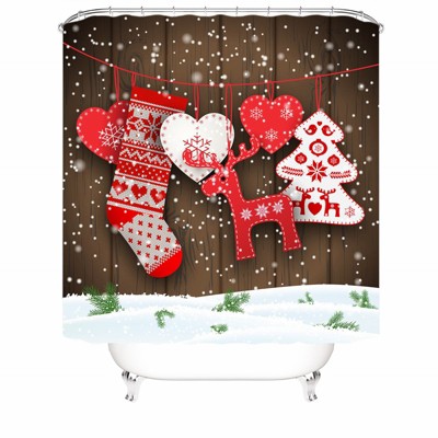 Christmas Stocking Shower Curtains for Bathroom Waterproof Fabric Bath Curtain Durable Soft Stylish Bathroom Decor 72x72 Inch