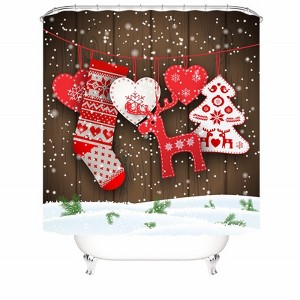 Christmas Stocking Shower Curtains for Bathroom Waterproof Fabric Bath Curtain Durable Soft Stylish Bathroom Decor 72x72 Inch - 1 of 1