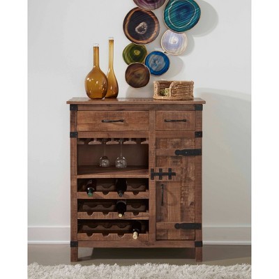 Aberdeen 1 Door and 2 Drawer Wine Cabinet Brown - Treasure Trove Accents