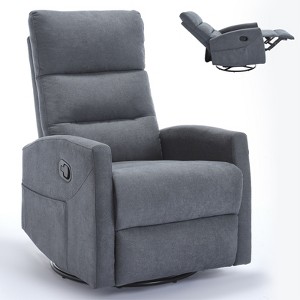 Lyngins Swivel Accent Chair with Adjustable Backrest,Upholstered Swivel Reading Chair,Polyester Rocking Recliner for Bedroom,Living Room - 1 of 4