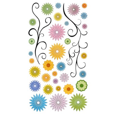 Slickblue Flower Decor Vinyl Wall Stickers 13" x 23.5" – Multiple Beautiful Floral Design Options for Decor