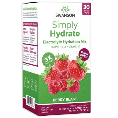 Swanson Simply Hydrate Electrolyte Mix - Sugar-Free - 30 Packets | Advanced Electrolyte Blend | Convenient On-the-Go Solution