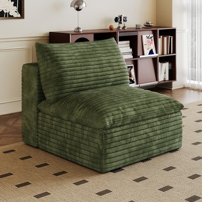 MAYEERTY 1-Seater Sofa Green - Single Compact Seat, Corduroy, No Assembly, Great for Corner/Small Space