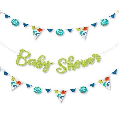 Big Dot of Happiness Roar Dinosaur - Dino Mite T-Rex Baby Shower Letter Banner Decoration - 36 Banner Cutouts and Baby Shower Banner Letters