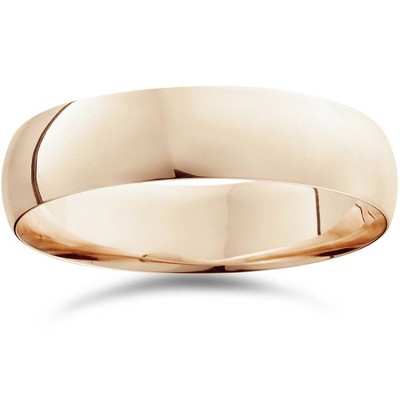 Pompeii3 6mm Dome High Polished Plain Wedding Band 14K Rose Gold