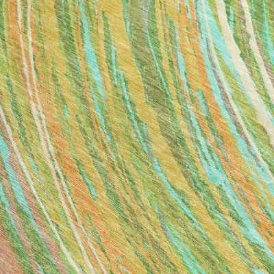 HomeRoots 5' X 8' Green Peach And Gold Abstract Washable Indoor Outdoor Area Rug
