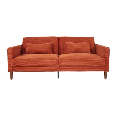 DOMETOUR 74" Loveseat Sofa, Corduroy Sofa Couch with 2 Pillows Small Modern Comfy Couch for Living Room