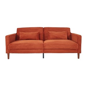 DOMETOUR 74" Loveseat Sofa, Corduroy Sofa Couch with 2 Pillows Small Modern Comfy Couch for Living Room - 1 of 4
