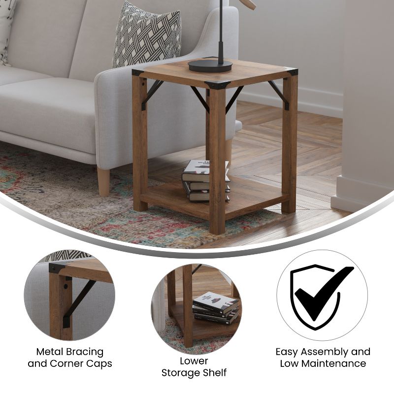 Merrick Lane Modern Farmhouse Engineered Wood End Table and Powder Coated Steel Accents, 5 of 11
