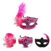 Unique Bargains Ostrich Feather Half Face Party Mask Rose Red 1 Pc - 3 of 4