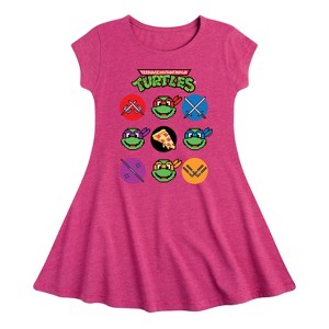 Girls' - Teenage Mutant Ninja Turtles - Turtles Character Grid Fit & Flair Cap Sleeve Dress - 1 of 1