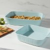 2pc Embossed Rectangular Bakeware Set Aqua - Threshold™: Stoneware Baking Dish, Oven & Microwave Safe - 2 of 3