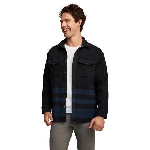 Jockey Outdoors by Luke Bryan Men's 100% Cotton Heavyweight Flannel Shirt Jacket L Blue