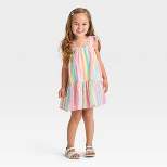 Toddler Girls' Rainbow Striped Dress - Cat & Jack™ Light Beige