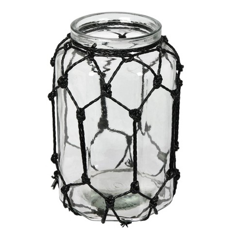 Vickerman 10.3 Glass Jar with Black Rope