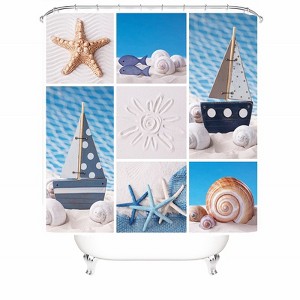 Sailing Starfish And Conch Shower Curtains for Bathroom Waterproof Fabric Bath Curtain Durable Soft Stylish Bathroom Decor 72x72 Inch - 1 of 1