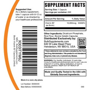 BulkSupplements Biotin 10000mcg Capsules - 1 of 4