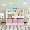 Kids Bookshelf,Book Rack with 3 Collapsible Fabric Storage Bins,Book Display Rack and Toy Storage Organizer for Bedroom Nursery-Baofuwish - 3 of 4