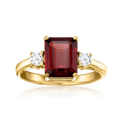 Ross-Simons 2.40 Carat Garnet Ring With .20 ct. t.w. Lab-Grown Diamonds in 18kt Gold Over Sterling