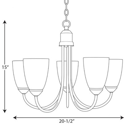 Antique Bronze 5-Light Chandelier with White Etched Glass Shades