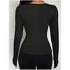 Womens Long Sleeve Tops Tie Front Top Square Neck Casual Shirt - 4 of 4