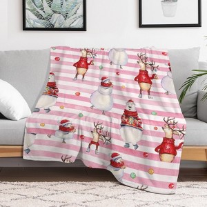 Christmas Snowman Reindeer Christmas Throw Blanket Soft Fleece Christmas Blanket Cozy Flannel Throw for Couch Bed 50x60 inches - 1 of 1
