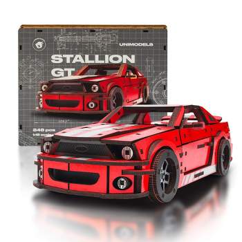 Unidragon Stallion GT Red 248 Piece Wooden 3D Puzzle