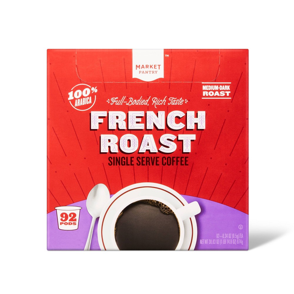Photos - Coffee French Roast Single Serve Dark Roast  - 92ct - Market Pantry™